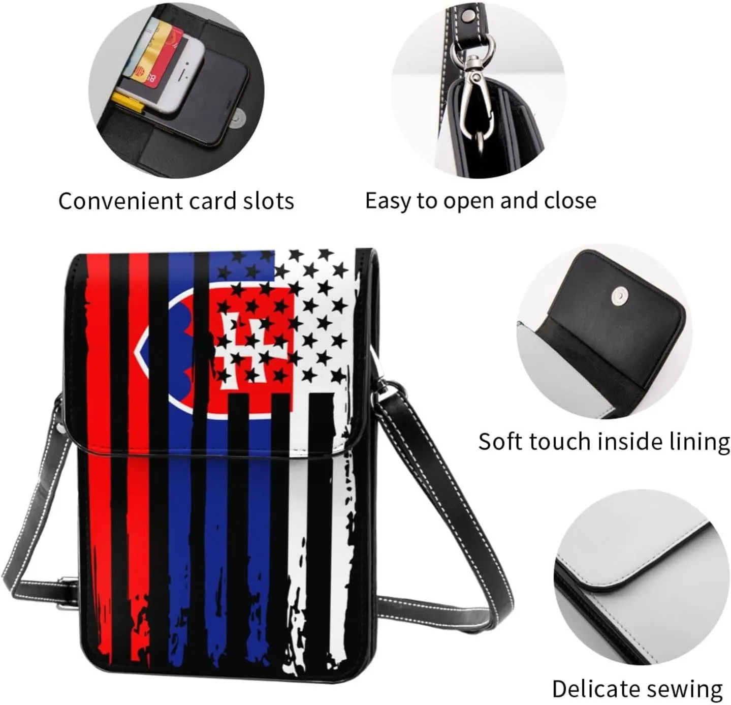 Vintage Tanzanian America Flag Striped Patterns Small Crossbody Purse Cell Phone Bag for Women