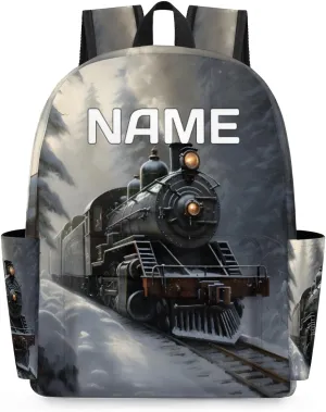 Vintage Train Customized Kids Backpack for Boys Girls Locomotive Transport Personalized Preschool Toddler Backpack Kindergarten Nursery Bookbag Travel Children School Bag
