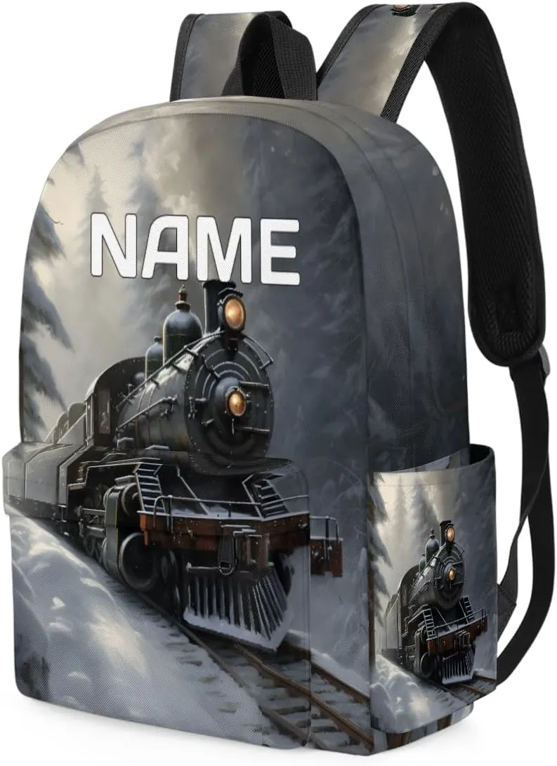 Vintage Train Customized Kids Backpack for Boys Girls Locomotive Transport Personalized Preschool Toddler Backpack Kindergarten Nursery Bookbag Travel Children School Bag