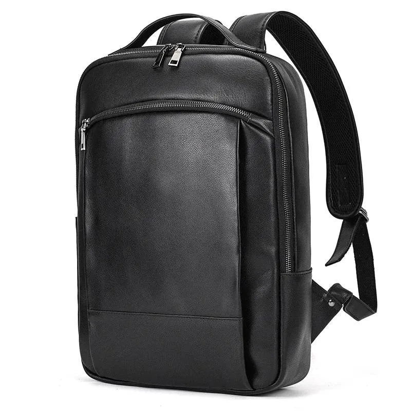 Vintage Travel Backpack Crazy Horse Leather Double Zipper Bag
