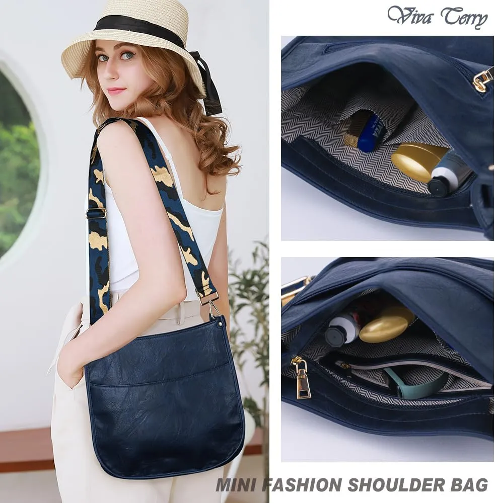 Viva Terry Vegan Leather Crossbody Fashion Shoulder Bag Purse with Adjustable Strap