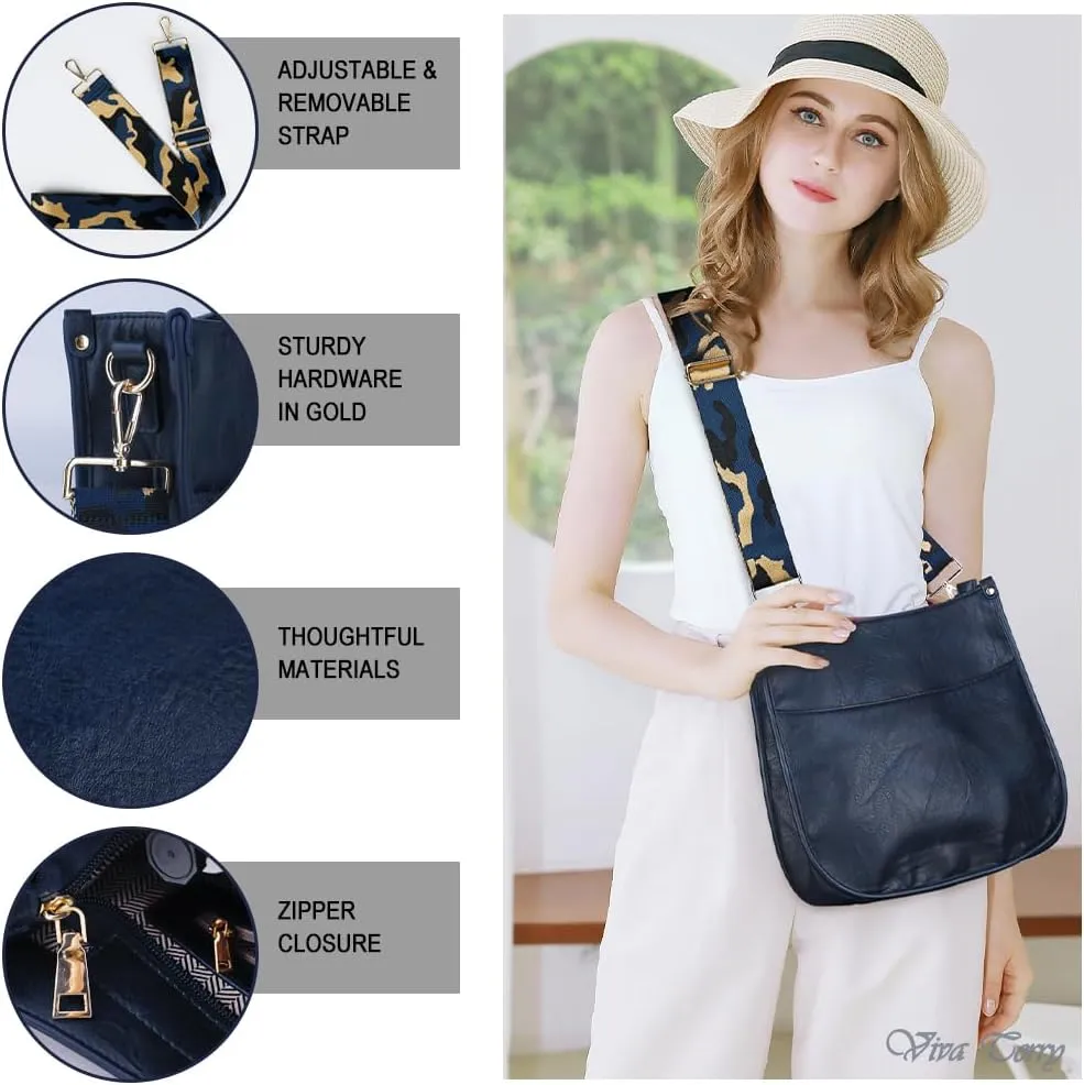 Viva Terry Vegan Leather Crossbody Fashion Shoulder Bag Purse with Adjustable Strap