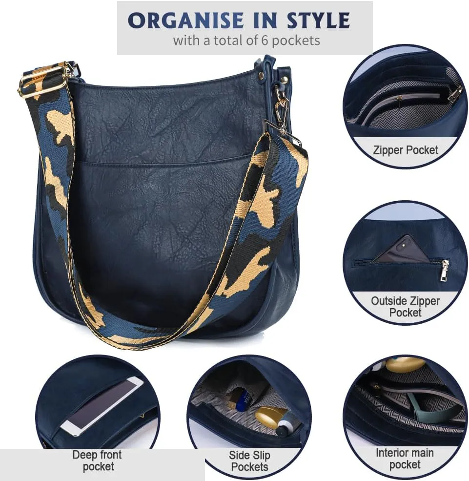 Viva Terry Vegan Leather Crossbody Fashion Shoulder Bag Purse with Adjustable Strap
