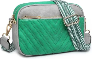 VONMAY Crossbody Purse for Women Quilted Crossbody Bags Vegan Leather Purses Small Shoulder Handbags with Wide Strap