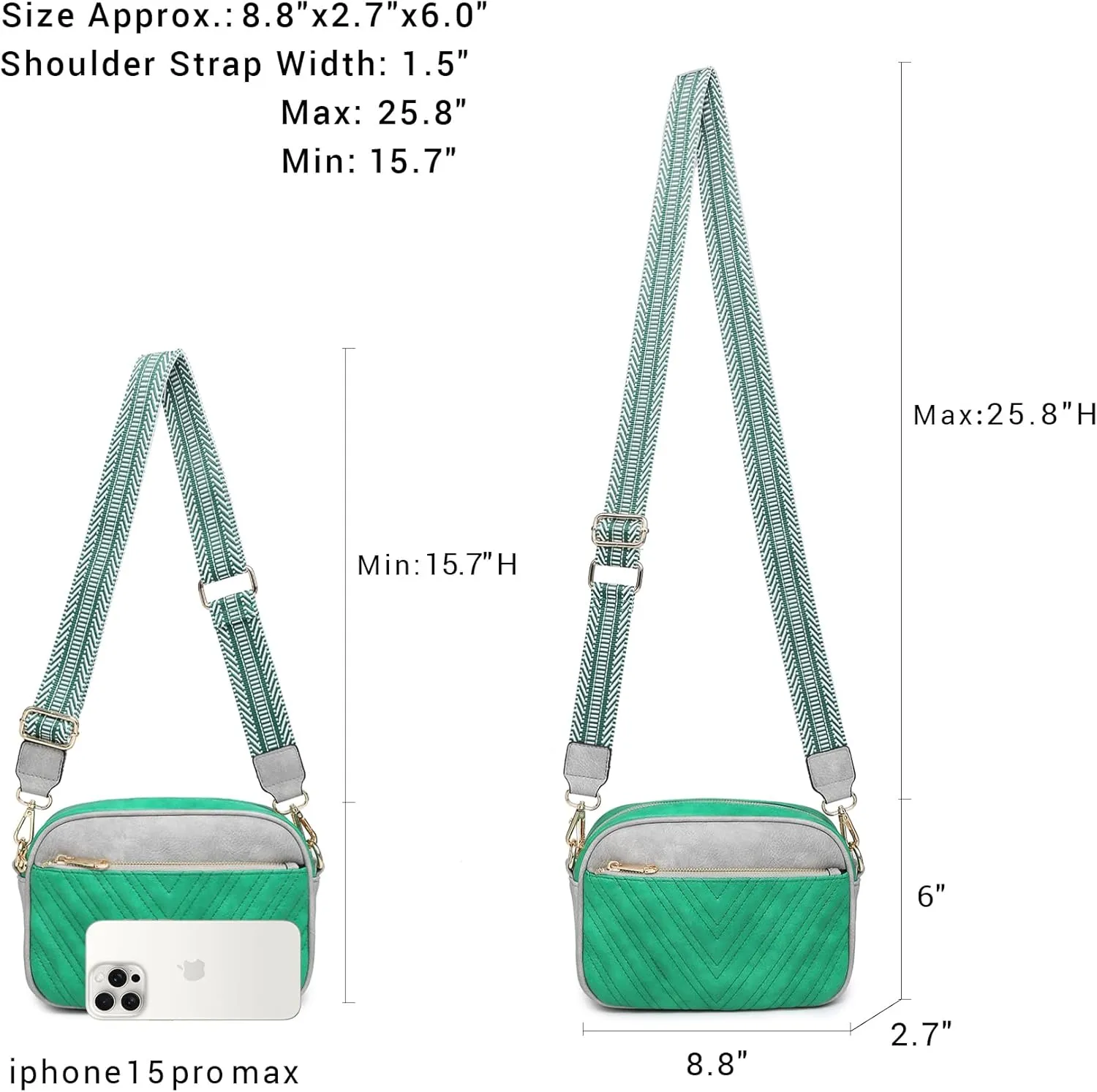 VONMAY Crossbody Purse for Women Quilted Crossbody Bags Vegan Leather Purses Small Shoulder Handbags with Wide Strap