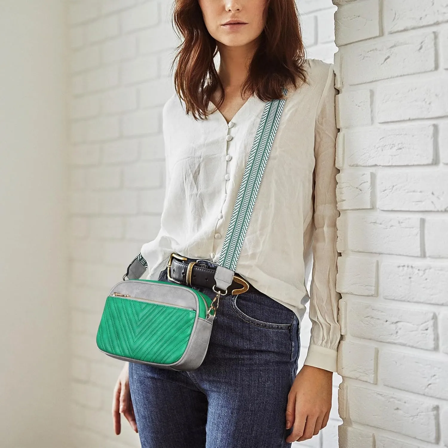 VONMAY Crossbody Purse for Women Quilted Crossbody Bags Vegan Leather Purses Small Shoulder Handbags with Wide Strap
