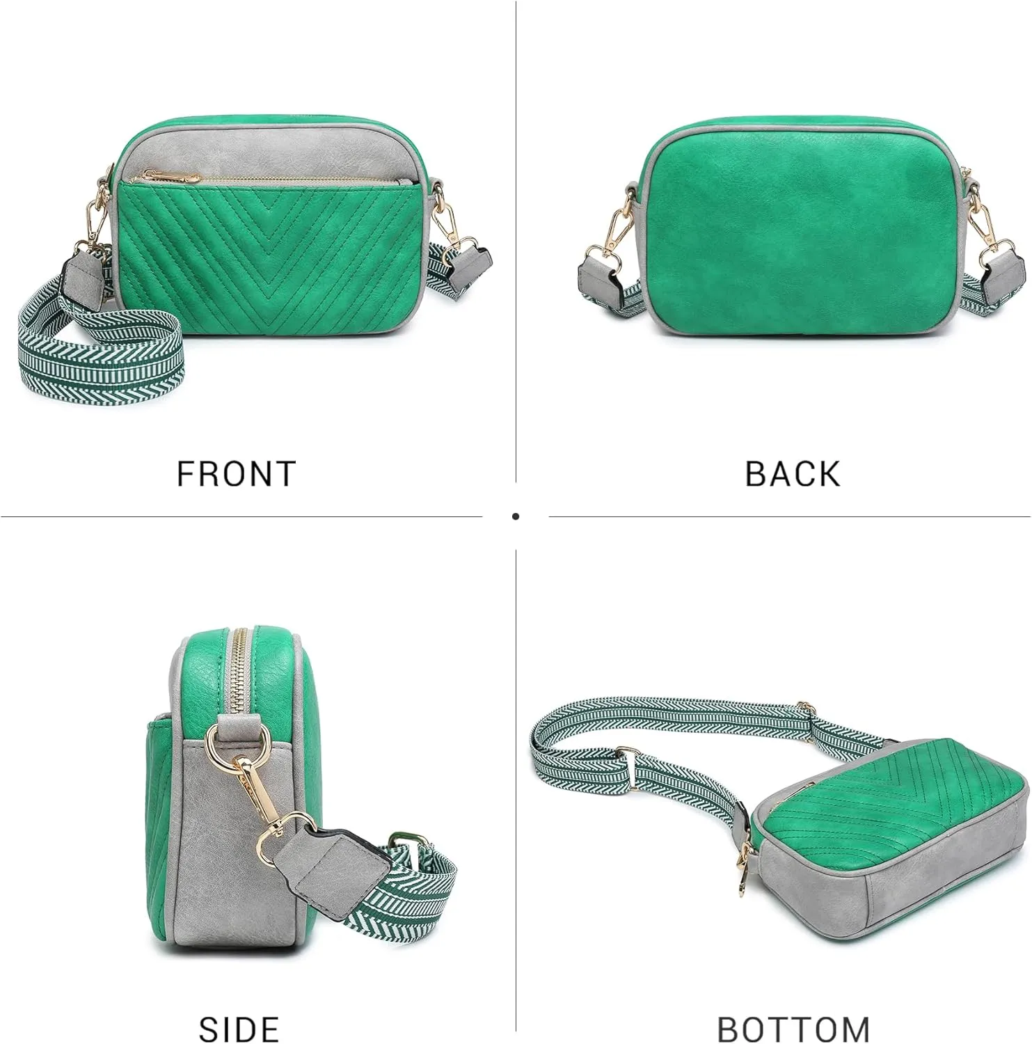 VONMAY Crossbody Purse for Women Quilted Crossbody Bags Vegan Leather Purses Small Shoulder Handbags with Wide Strap