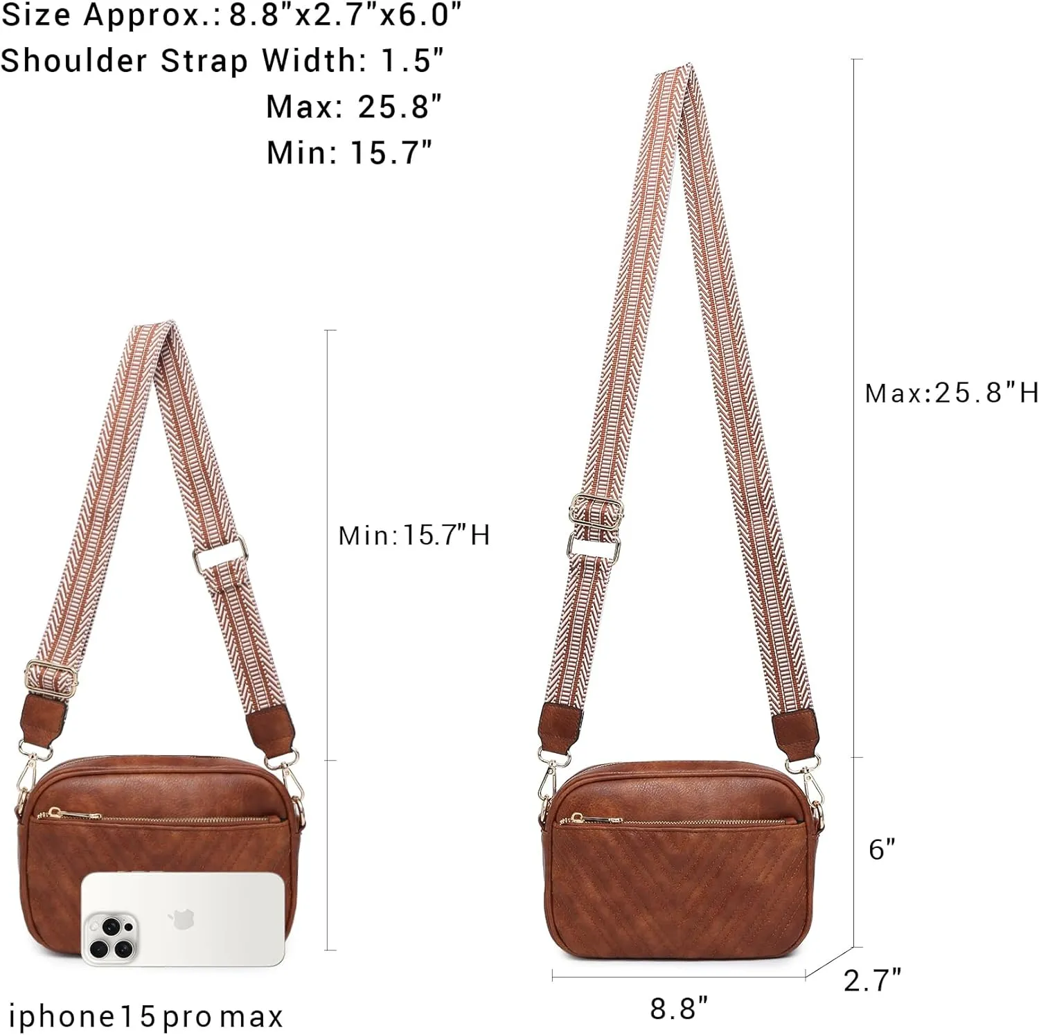 VONMAY Crossbody Purse for Women Quilted Crossbody Bags Vegan Leather Purses Small Shoulder Handbags with Wide Strap