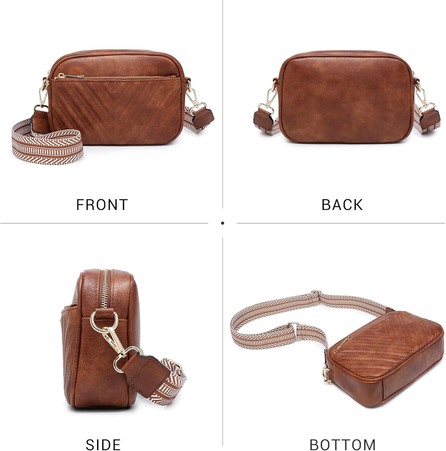 VONMAY Crossbody Purse for Women Quilted Crossbody Bags Vegan Leather Purses Small Shoulder Handbags with Wide Strap