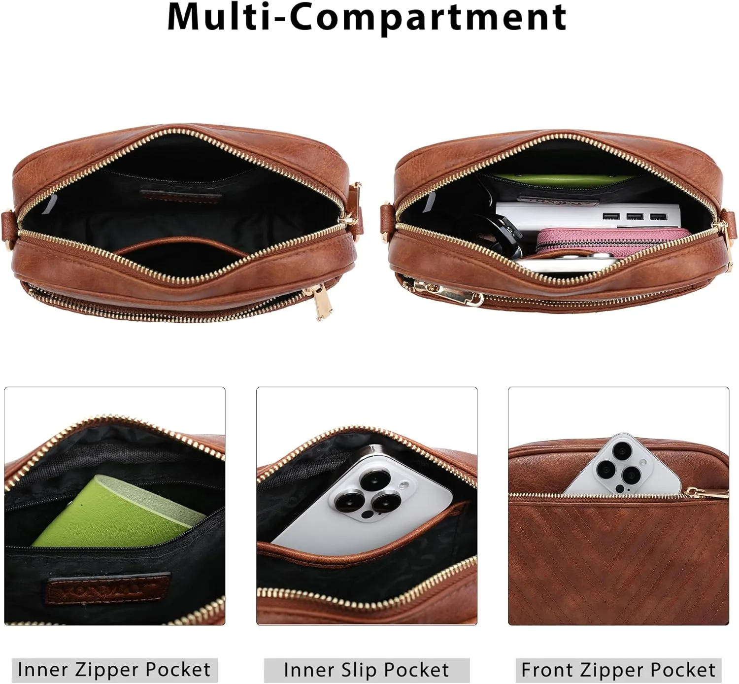 VONMAY Crossbody Purse for Women Quilted Crossbody Bags Vegan Leather Purses Small Shoulder Handbags with Wide Strap