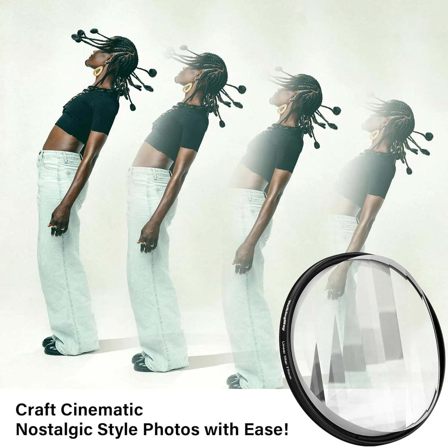 Walking Way 82mm Linear Prism Filter for Camera Lenses Creative Photography Premium Material with Foreground Blur and Repetitive Image Effects Multiple