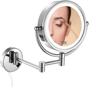 Wall Mounted Makeup Mirror 360 Rotation Perfect for Bedroom Dressing Table Or Bathroom Vanity(Chrome)