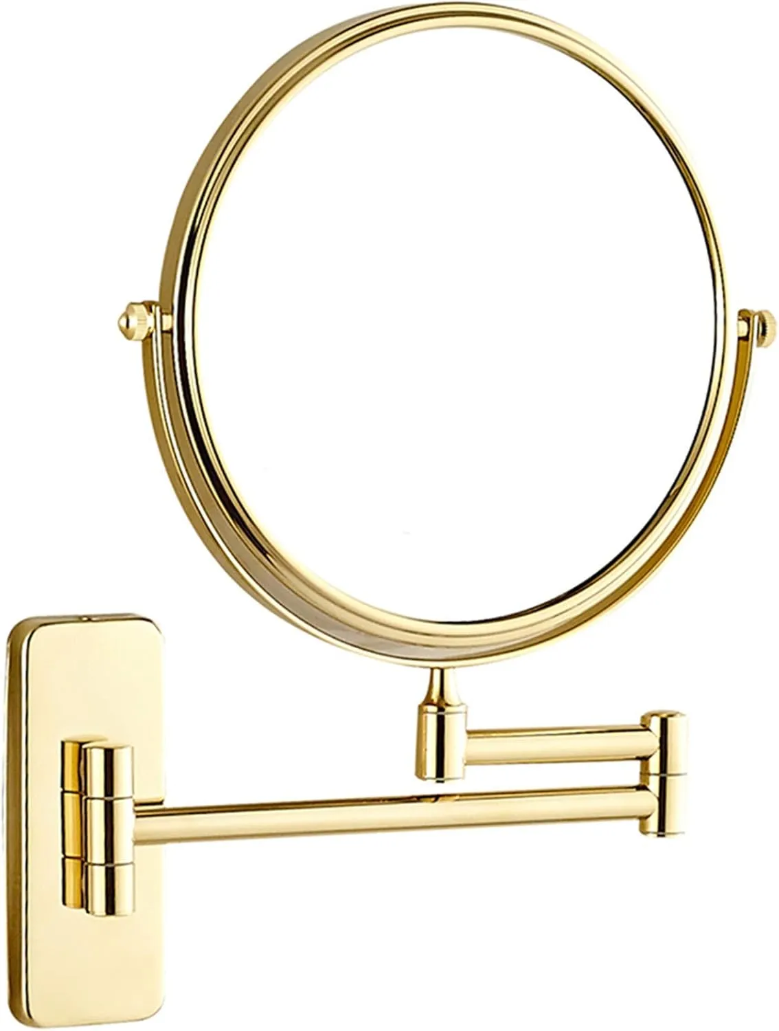 Wall Mounted Makeup Mirror 8 inch Gold Finish Double-Sided Magnifying Shaving Mirror Extendable Bathroom Round Cosmetic Vanity MirrorsGold 5X(3X)