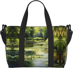 Water Lilies in the Pond Crossbody handbag, travel casual handbag, suitable for work, travel, fitness, tourism, women's zipper storage bag,