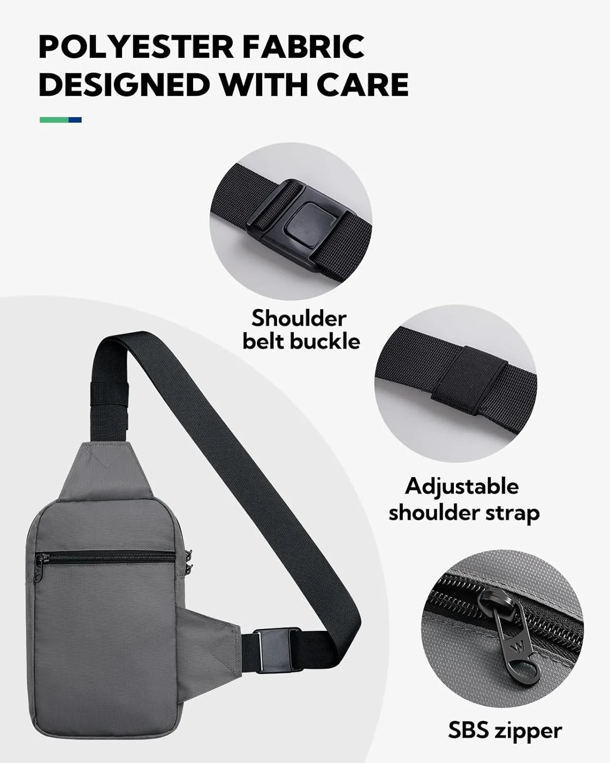 WATERFLY Mini Sling Crossbody Bag: Dual Pocket Small Shoulder Bag Lightweight Casual Phone Chest Bag Daypack for Travel