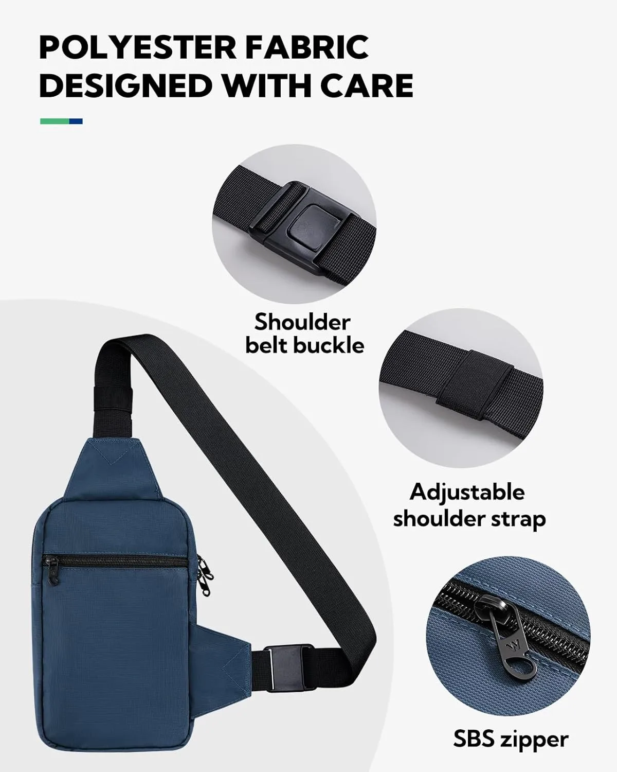 WATERFLY Mini Sling Crossbody Bag: Dual Pocket Small Shoulder Bag Lightweight Casual Phone Chest Bag Daypack for Travel