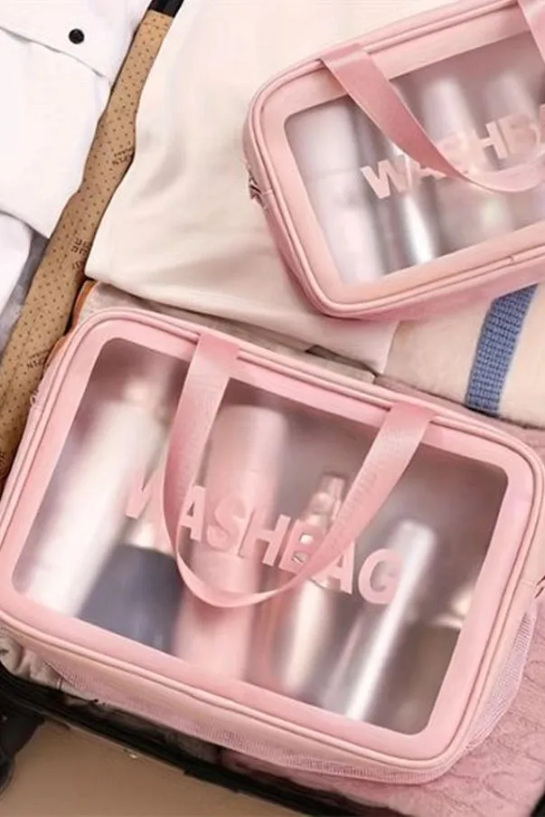 Waterproof Portable Cosmetic Bag 3PC Set - PINK