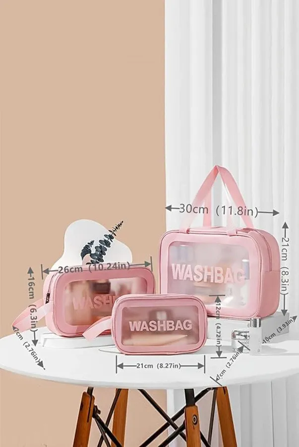 Waterproof Portable Cosmetic Bag 3PC Set - PINK