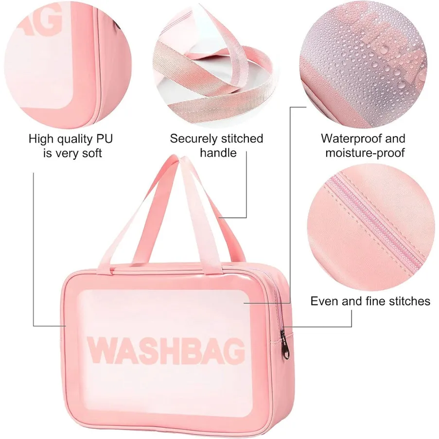 Waterproof Portable Cosmetic Bag 3PC Set - PINK