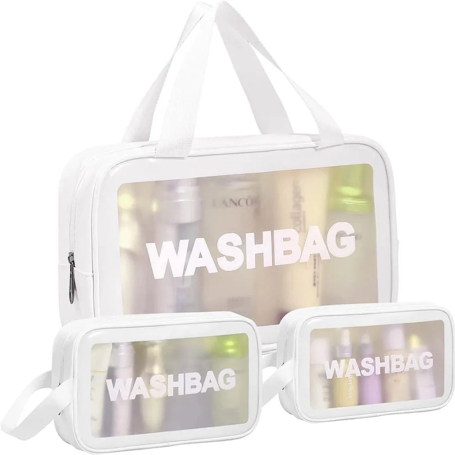 WATERPROOF PORTABLE COSMETIC BAG 3PC SET - WHITE