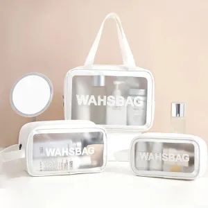 WATERPROOF PORTABLE COSMETIC BAG 3PC SET - WHITE