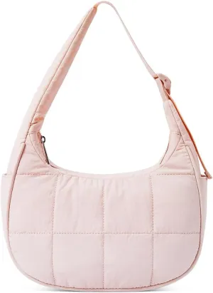 Waterproof Puffer Crescent Shoulder Bag for Women,Small Nylon Quilted Hobo Purse, Adjustable Strap Puffy Handbag Hobo Bag