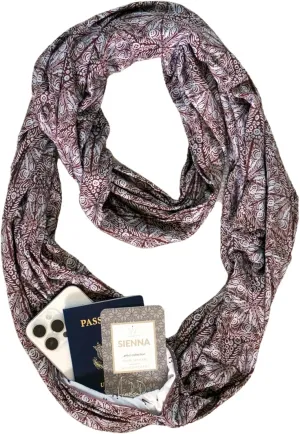 WAYPOINT GOODS Infinity Travel Scarf Hidden Zipper Pocket for Women Airplane - Lightweight Cotton Bamboo - Travel Essentials