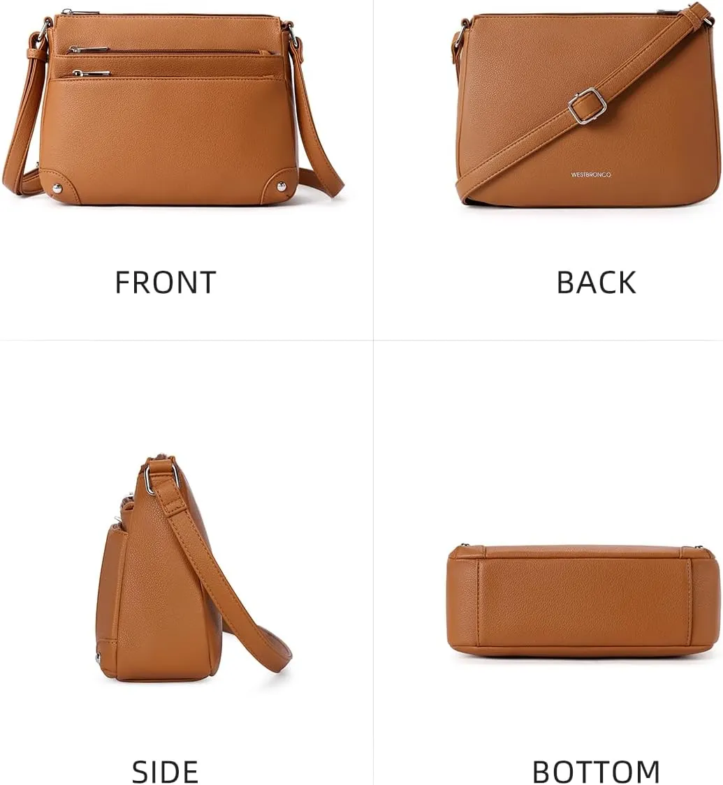 WESTBRONCO Crossbody Bags for Women, Medium Size Shoulder Handbags, Satchel Purse with Multi Zipper Pocket