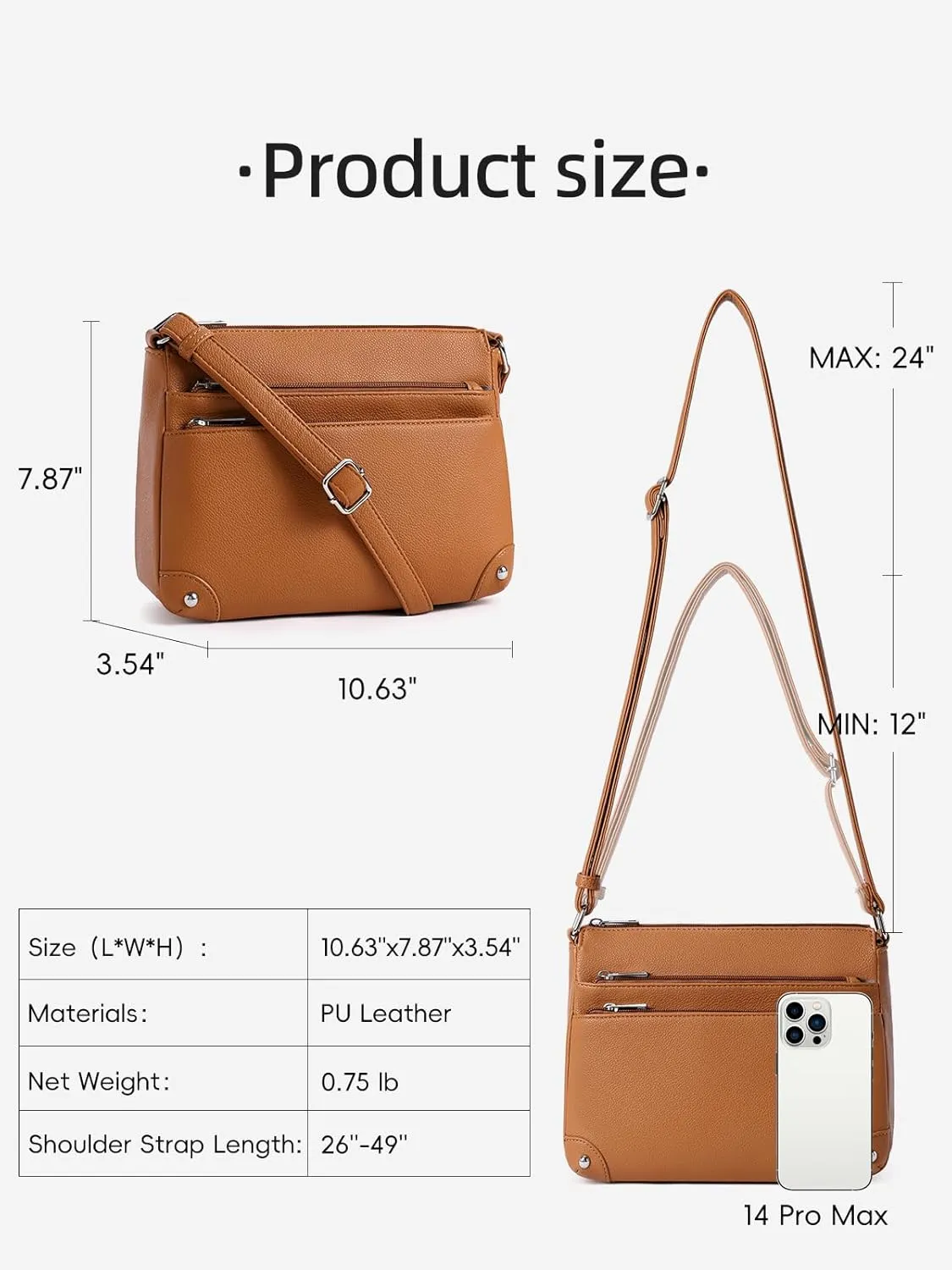 WESTBRONCO Crossbody Bags for Women, Medium Size Shoulder Handbags, Satchel Purse with Multi Zipper Pocket