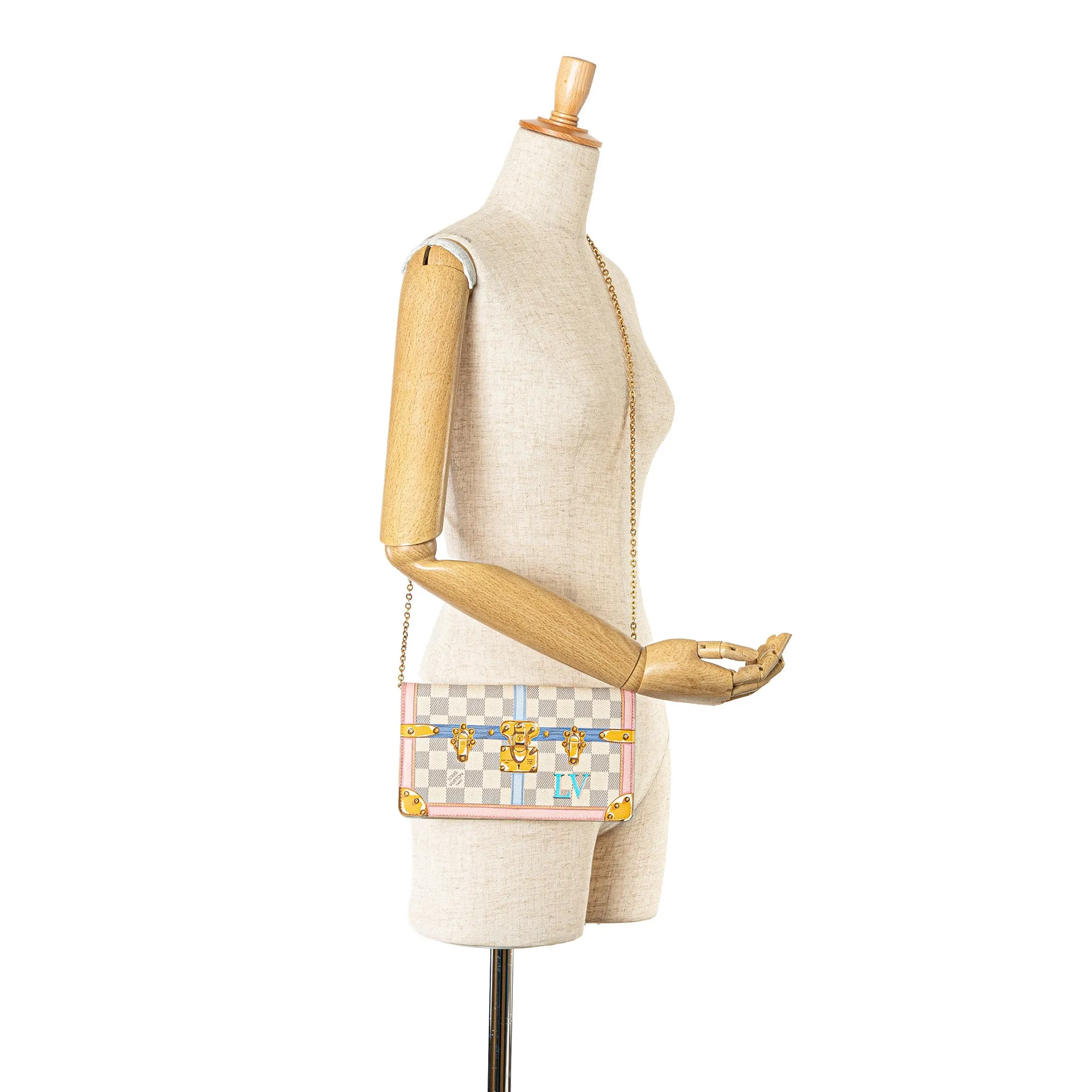 White Louis Vuitton Damier Azur Summer Trunks Pochette Weekend Crossbody Bag