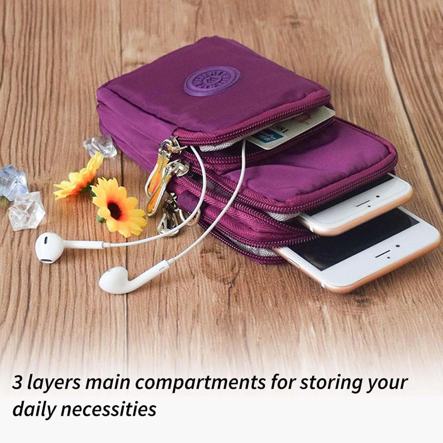 WITERY Waterproof Nylon Cute Crossbody Cell Phone Purse Smartphone Wallet Bag for Women