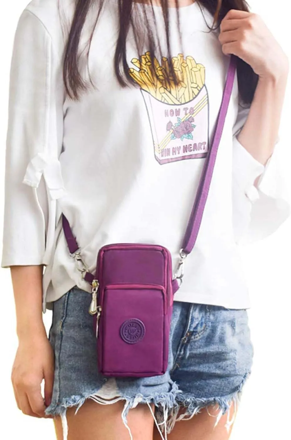 WITERY Waterproof Nylon Cute Crossbody Cell Phone Purse Smartphone Wallet Bag for Women