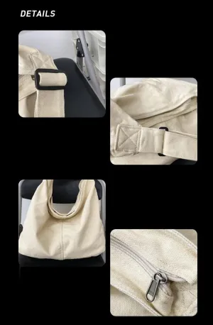 Women Casual Hobo Handbag Classiclote bag Female Vintage Canvas Crossbody Bag (creamy white)