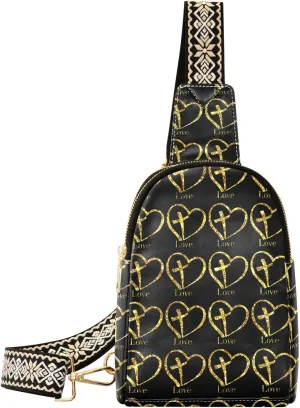 Women Crossbody Sling Backpack Faith-hope-love-christian-god Girl Chest Bag Daypack for Hiking Traveling