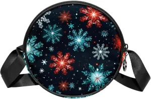 Women Fashionable Crossbody Bag – Versatile Round Bag for Every Occasion, Christmas Snowflake print