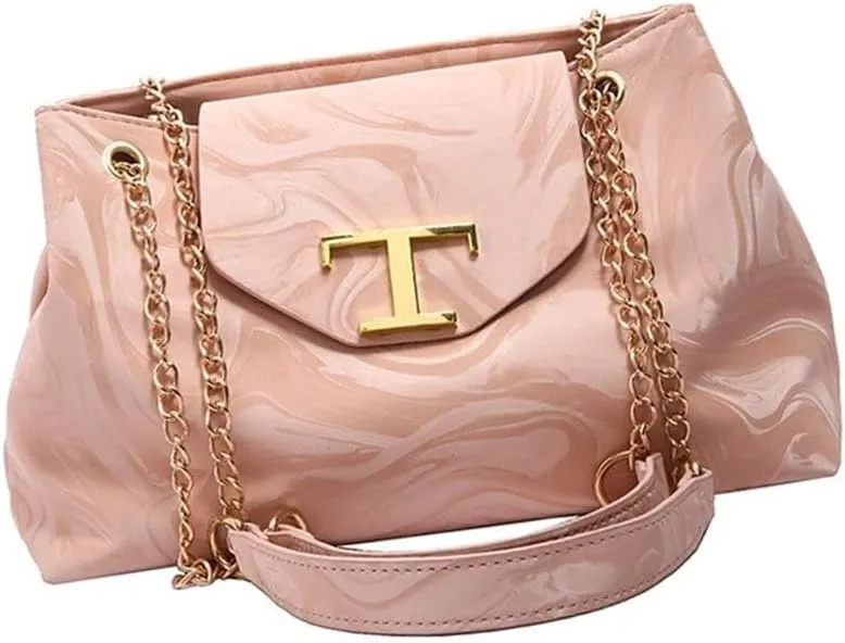 Women Fashionable Large Capacity Crossbody Bag with Adjustable Chain Strap Metal Decors PU Leather Shoulder Bag Purse