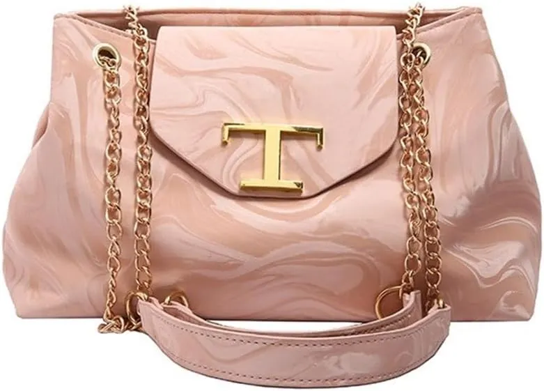 Women Fashionable Large Capacity Crossbody Bag with Adjustable Chain Strap Metal Decors PU Leather Shoulder Bag Purse