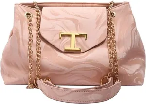 Women Fashionable Large Capacity Crossbody Bag with Adjustable Chain Strap Metal Decors PU Leather Shoulder Bag Purse