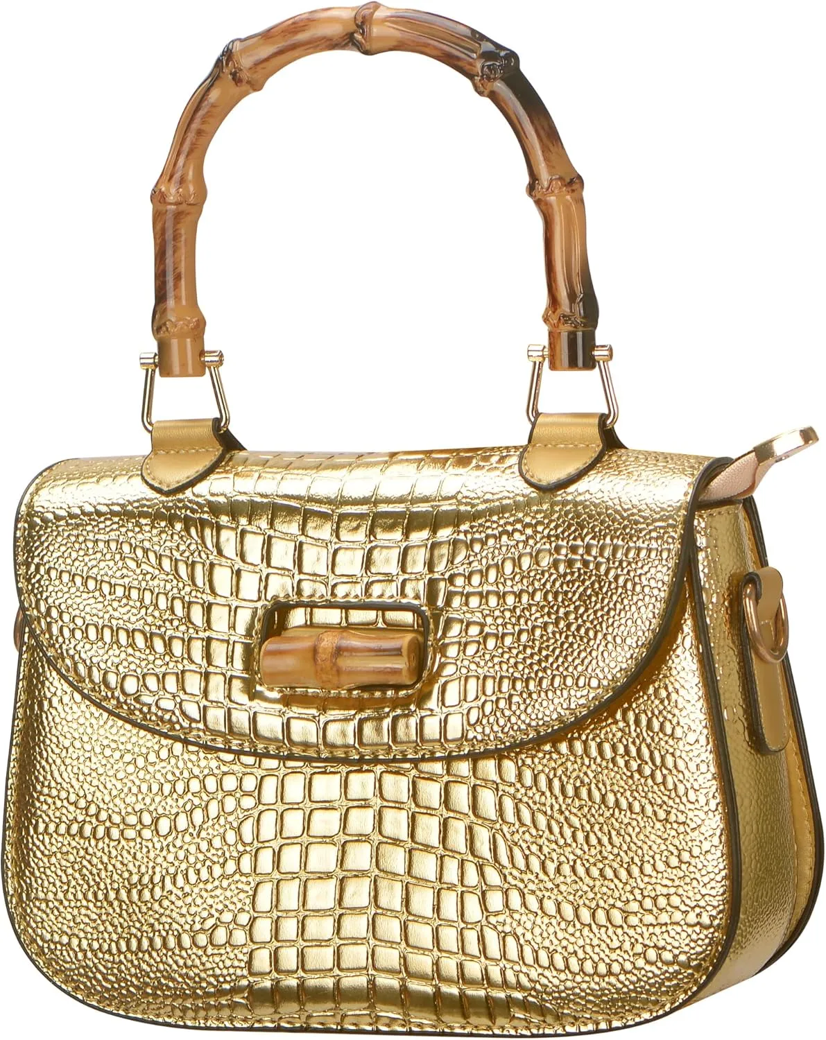 Women Handbag artificial leather Bamboo Top handle Crossbody bag Elegant Purse Evening bag Gift for Women Handmade