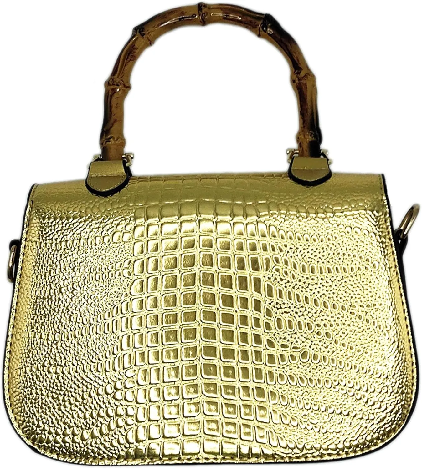 Women Handbag artificial leather Bamboo Top handle Crossbody bag Elegant Purse Evening bag Gift for Women Handmade