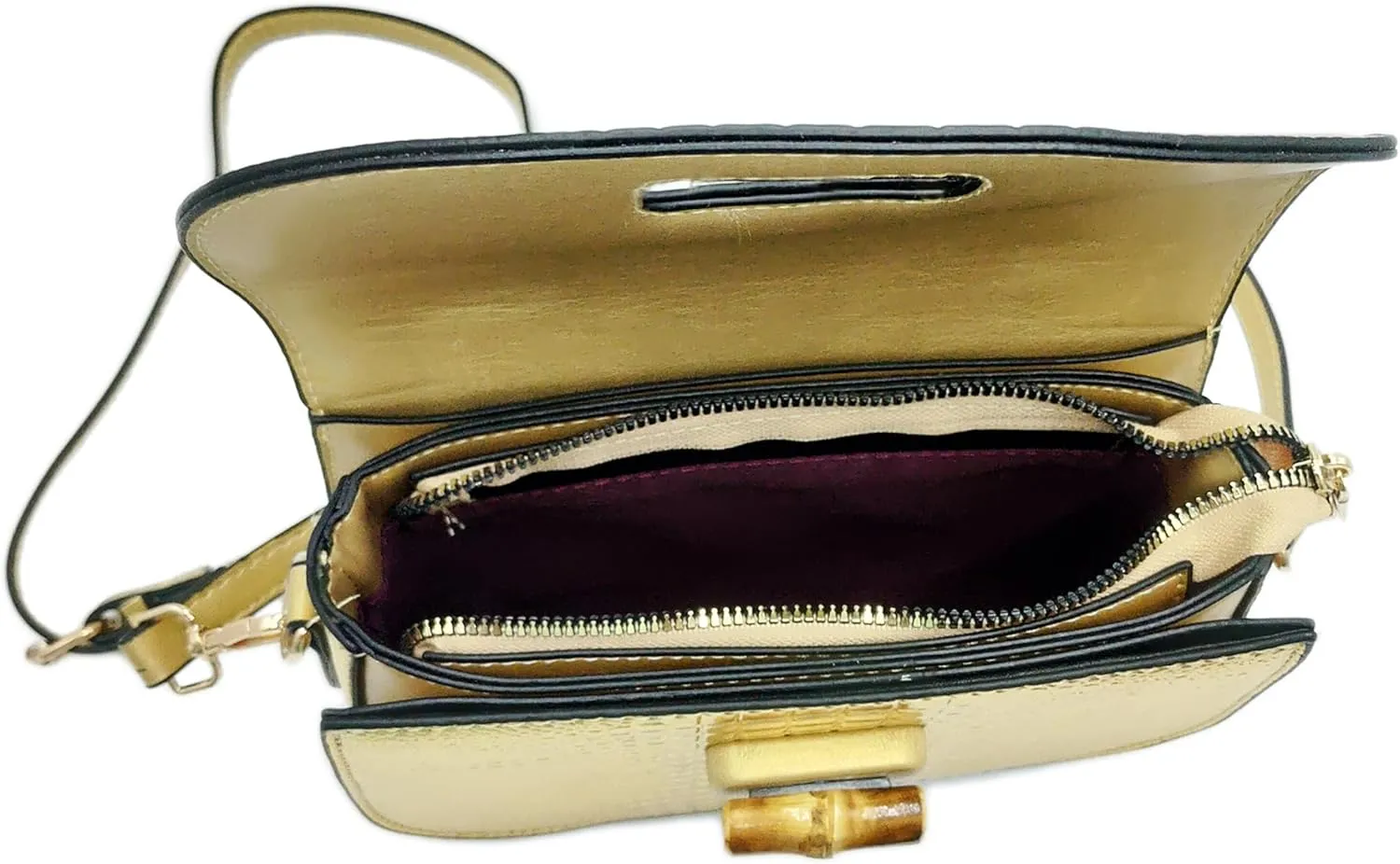 Women Handbag artificial leather Bamboo Top handle Crossbody bag Elegant Purse Evening bag Gift for Women Handmade