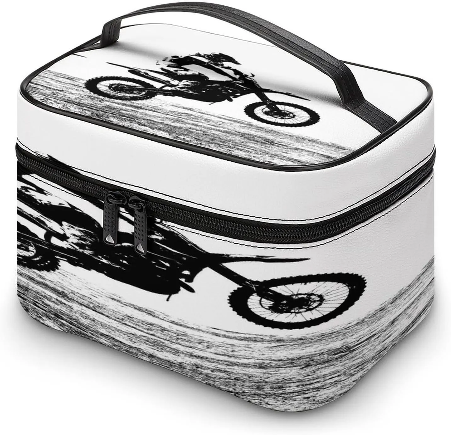 Women Leather Cosmetic Bag, Zipper Makeup Case Purse Holder Pouch Handbag