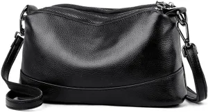 Women Leather Crossbody Bags Medium Size 3-Layer Shoulder Handbag Trendy Female Purse Bag