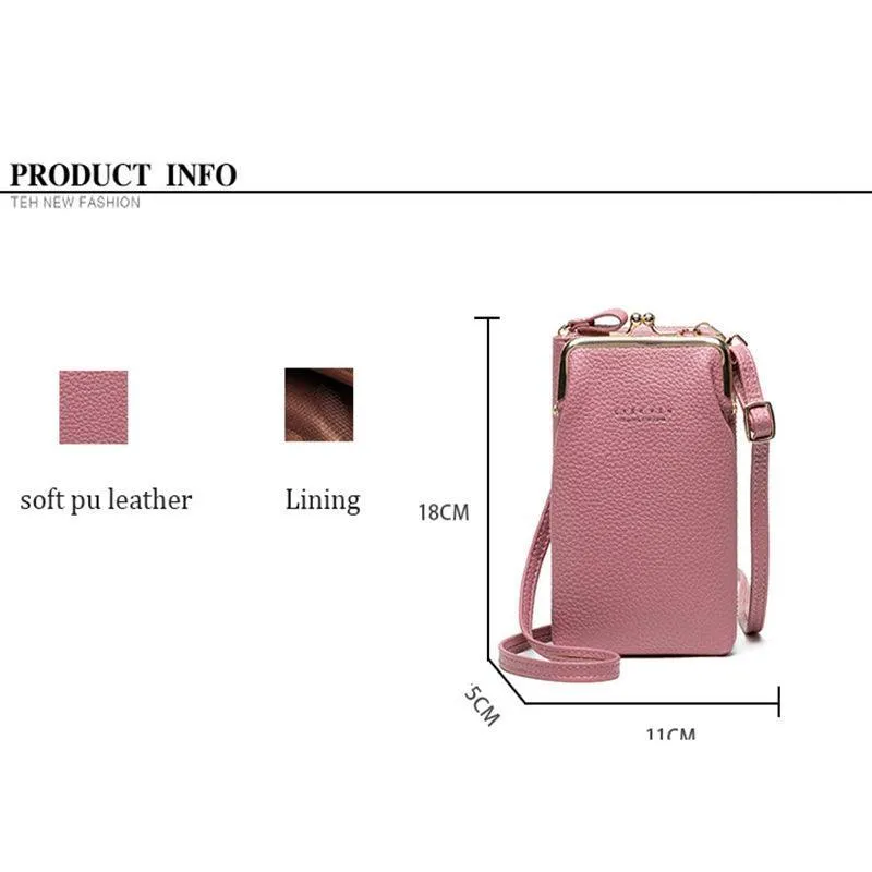 Women Mobile Phone Bag Pu Leather Purse Wallet Shoulder Small Pouch Crossbody Au
