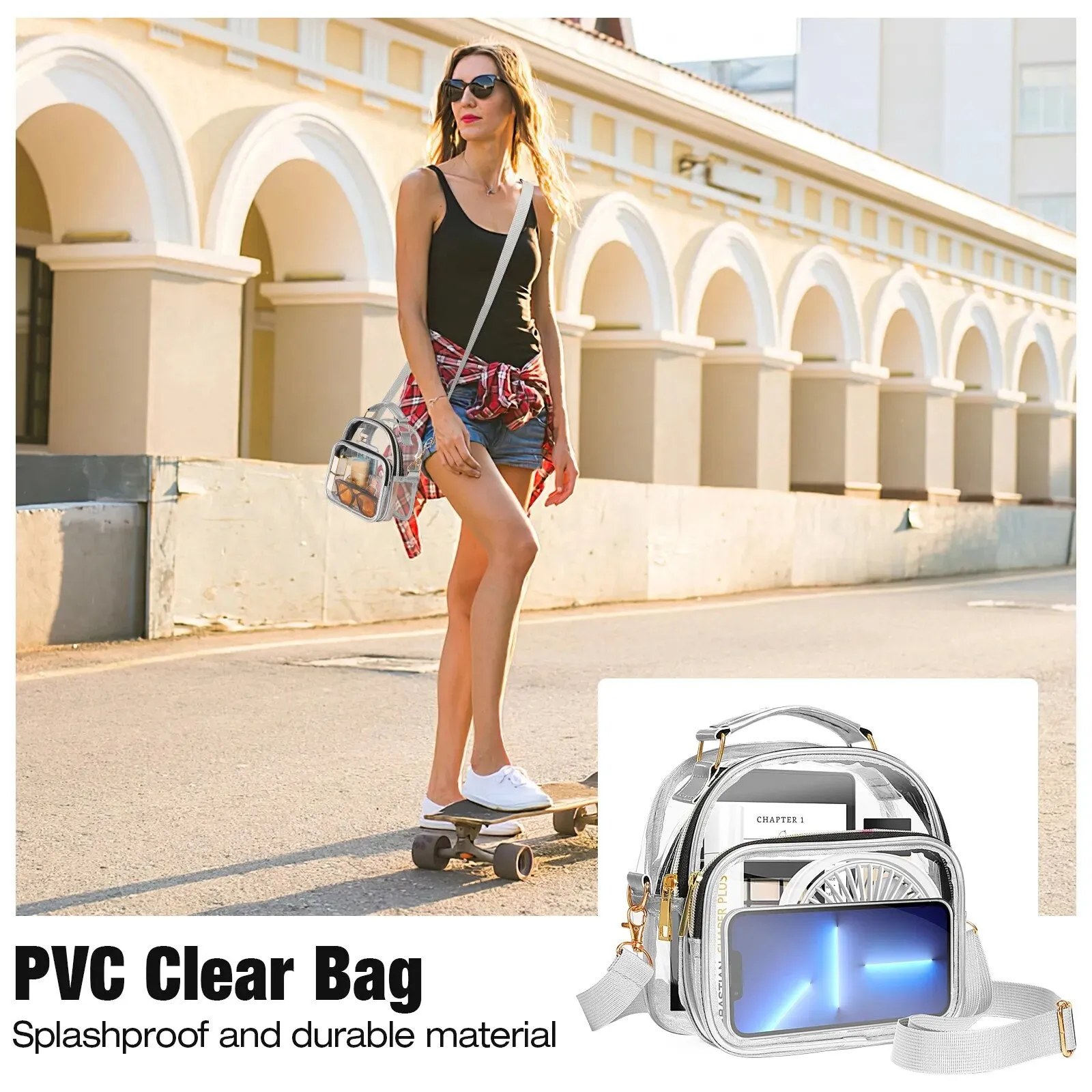 Women Pvc Clear Crossbody Bags Stadium Transparent Shoulder Phone Bag Outgoing Carrying Brand Designer Handbags