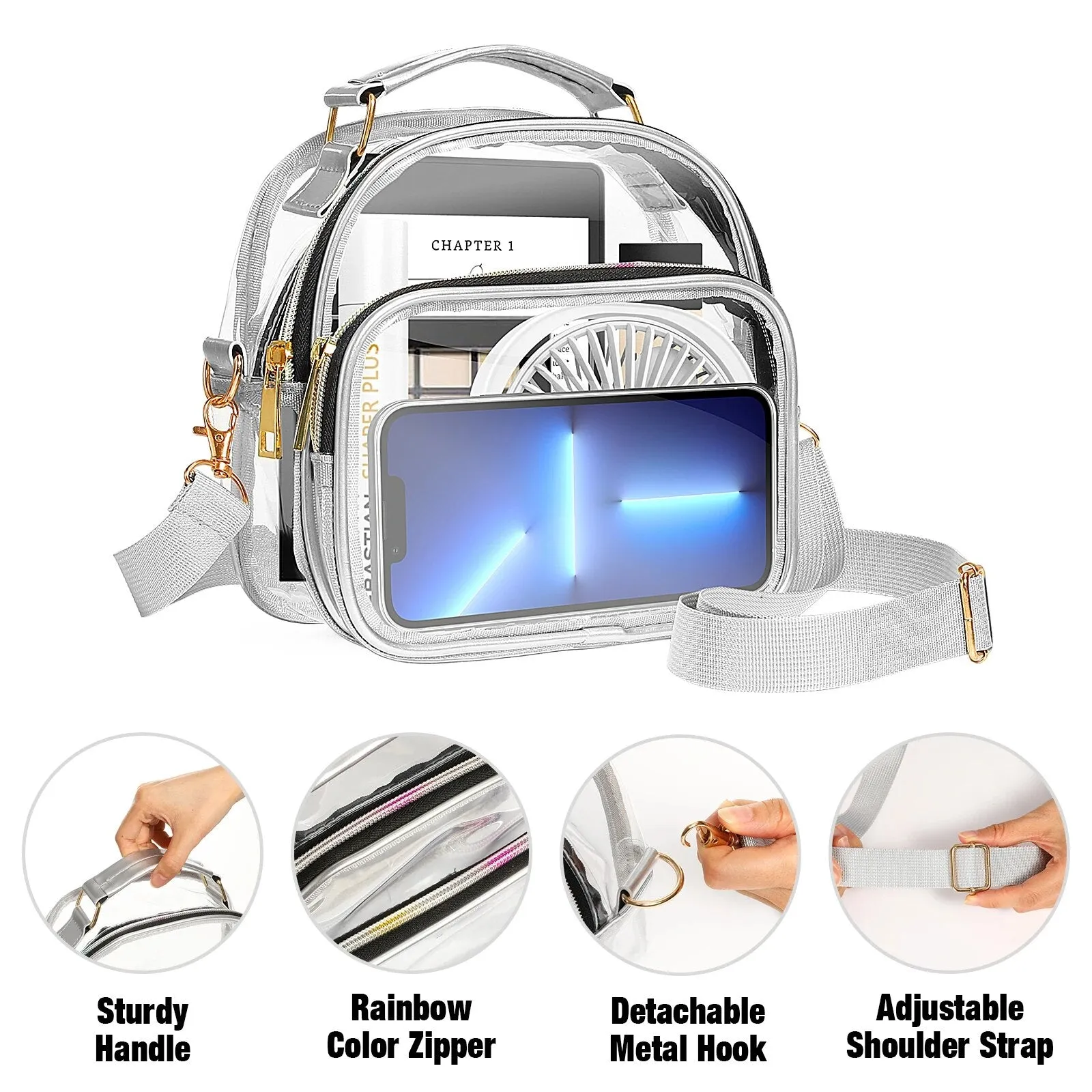 Women Pvc Clear Crossbody Bags Stadium Transparent Shoulder Phone Bag Outgoing Carrying Brand Designer Handbags