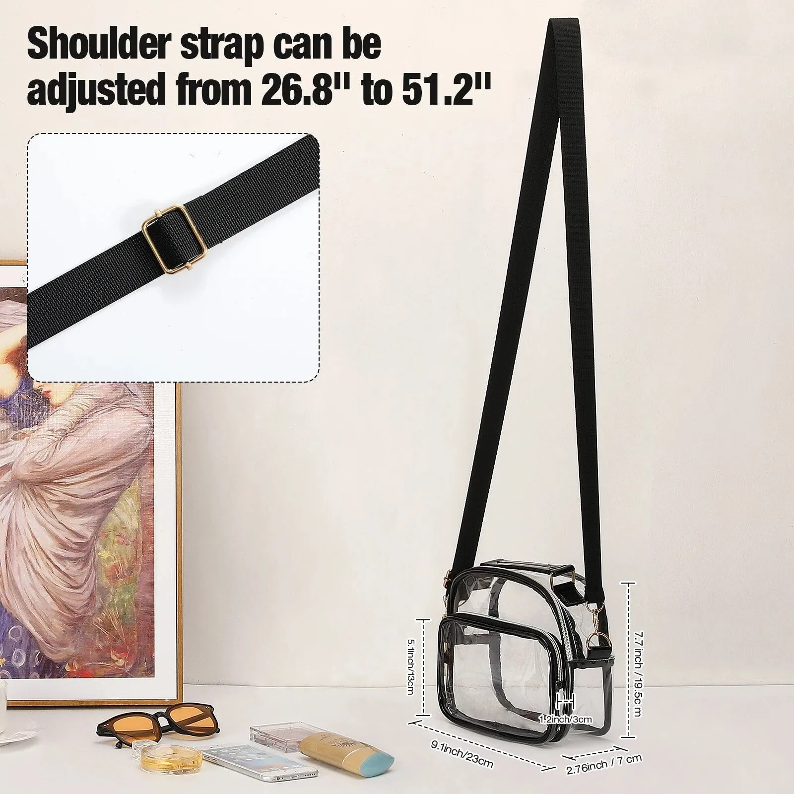 Women Pvc Clear Crossbody Bags Stadium Transparent Shoulder Phone Bag Outgoing Carrying Brand Designer Handbags
