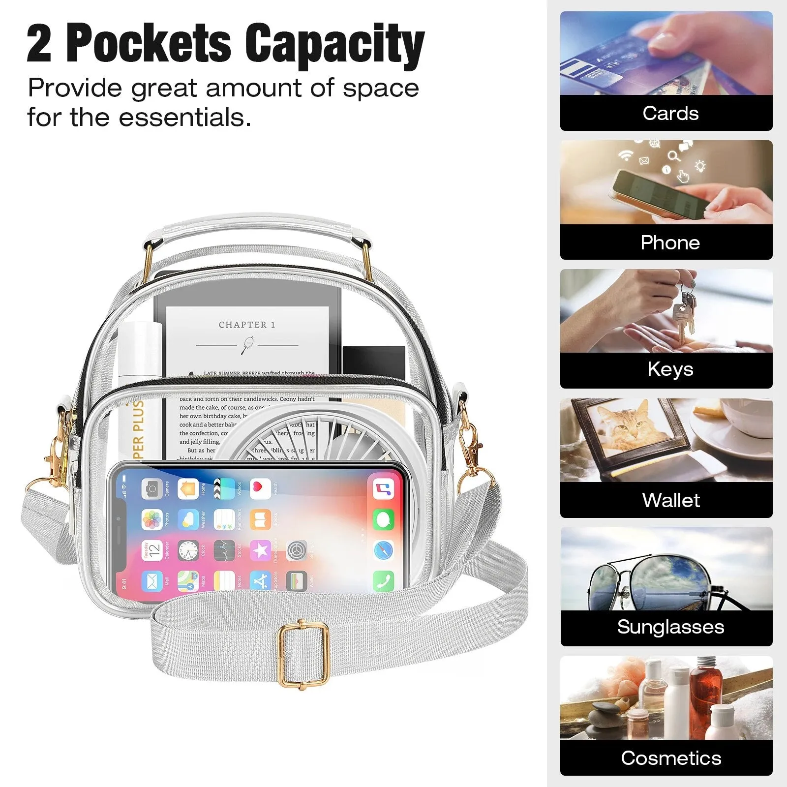 Women Pvc Clear Crossbody Bags Stadium Transparent Shoulder Phone Bag Outgoing Carrying Brand Designer Handbags
