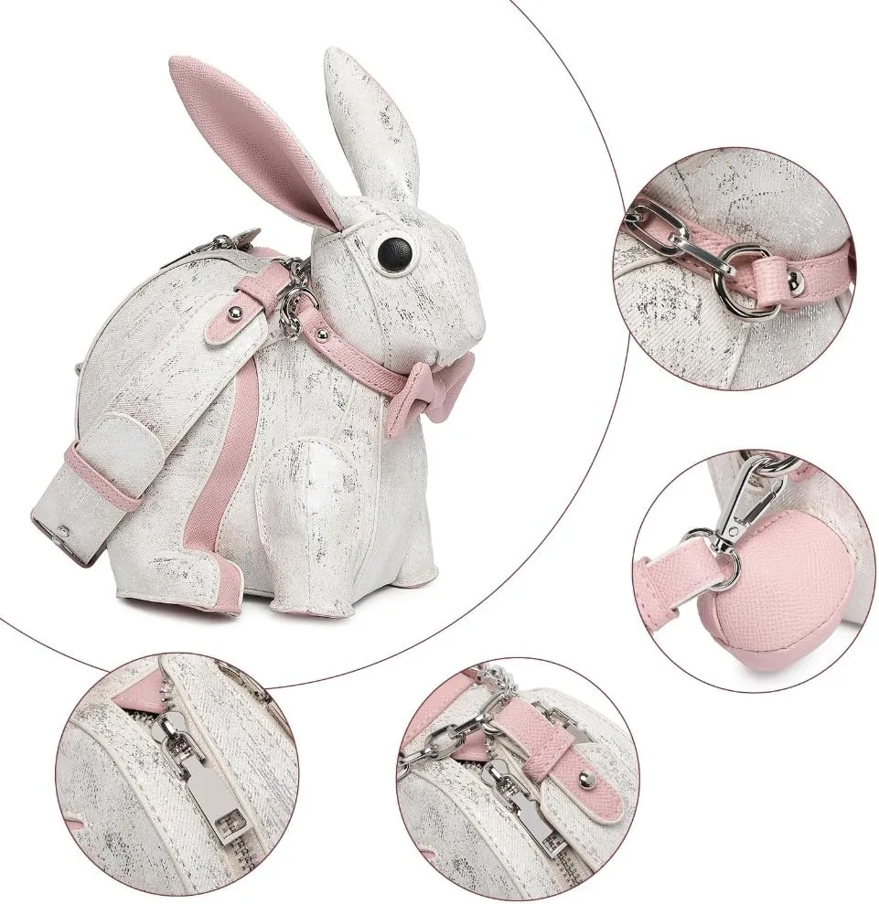 Women Shoulder Bag PU Leather Handbag Crossbody Bag Lovely Rabbits Shape Messengers Bag Shopping Dating Bag for Travel