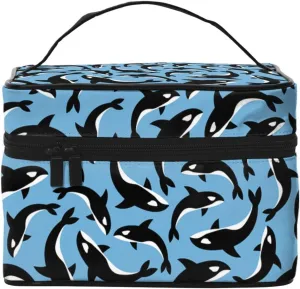 Women Travel Makeup Bag Portable Toiletry Bag Killer Whales Orca Cosmetic Bag Fashion Wash Bags
